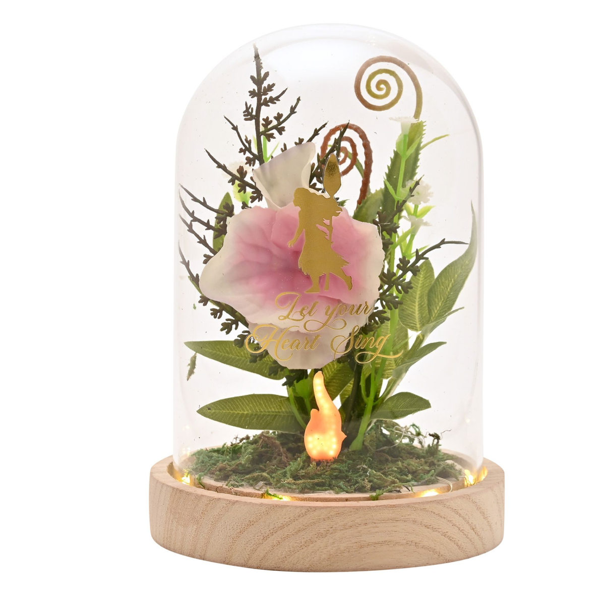 Disney Pastel Princess Florals In A Cloche With Neon Light - Moana