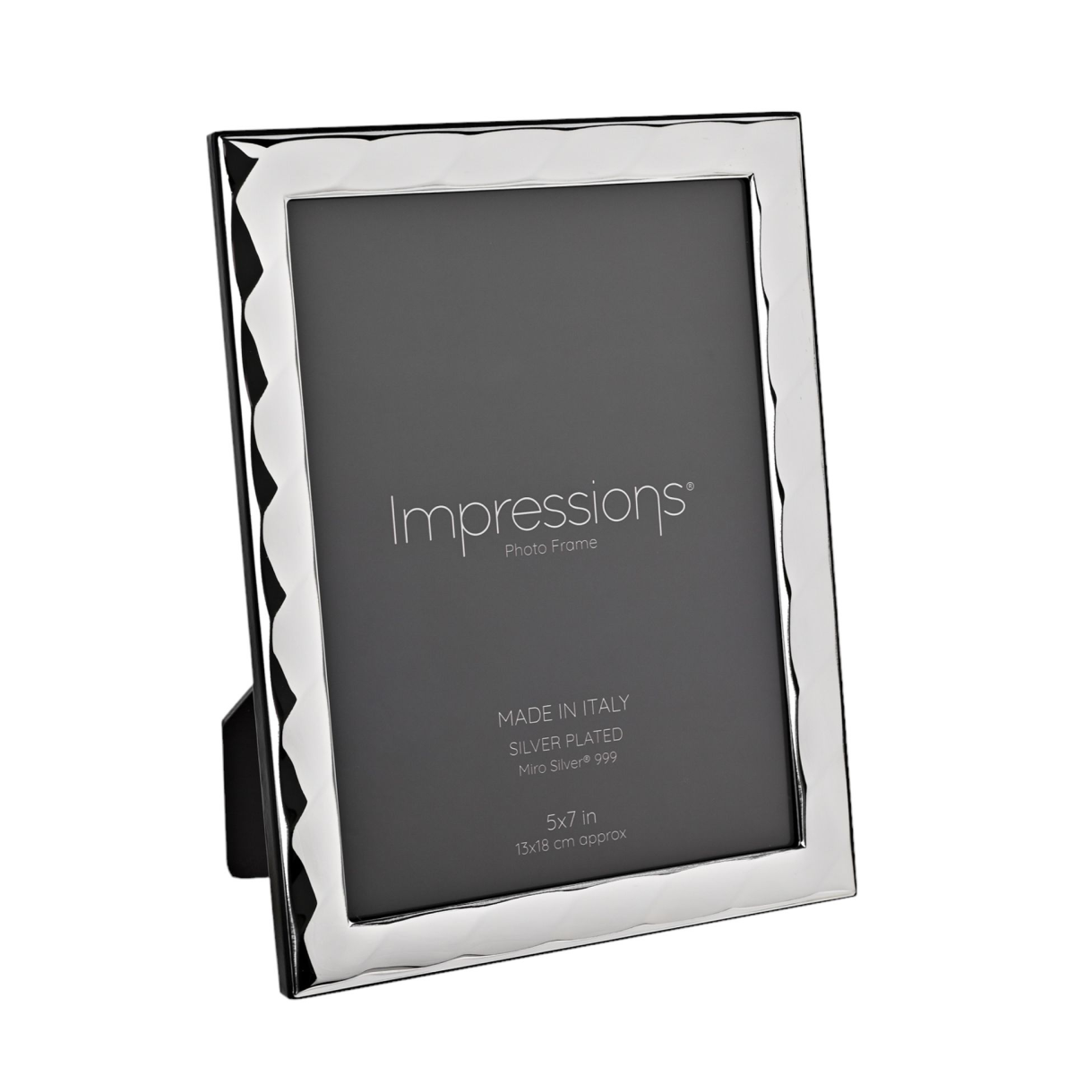 Impressions 999 Silver Bevelled Photo Frame 5 x 7 Wood Back Made In Italy