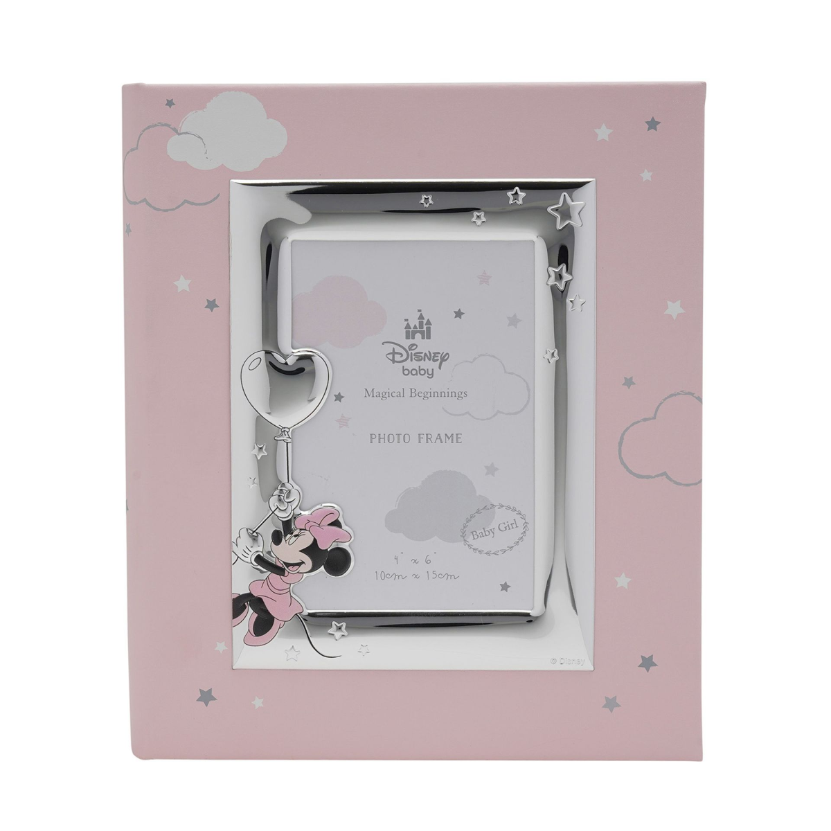 Disney Minnie Mouse With Balloon Silver Plated Album With Frame 8 x 10