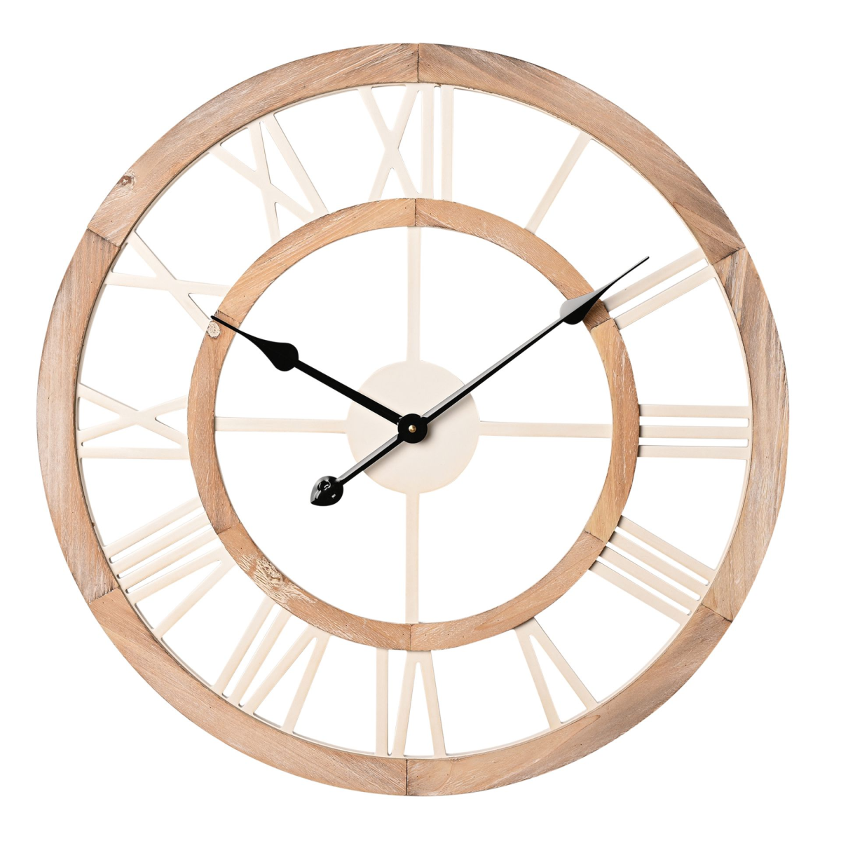Hometime Shabby Chic Round Wall Clock Cut Out Dial 60cm