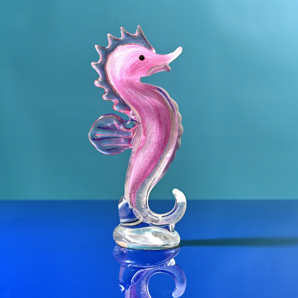 Objets d'art Glass Figurine - Pink Seahorse