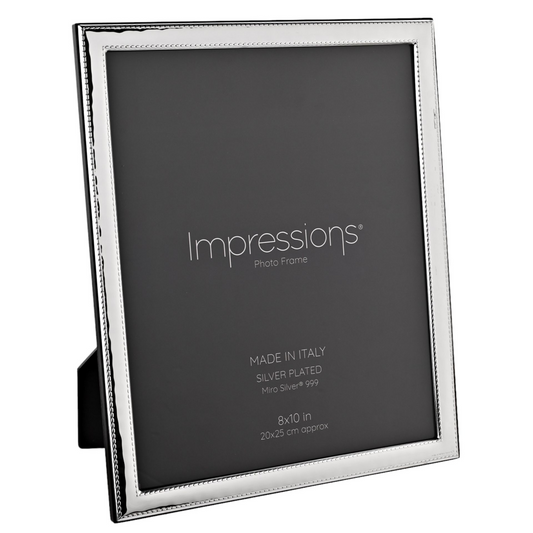 Impressions 999 Silver Narrow Rock Photo Frame 8  x 10   Wood Back Made In Italy