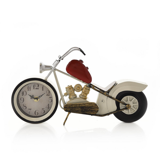 Hometime Mantel Clock - Red & White Motorcycle