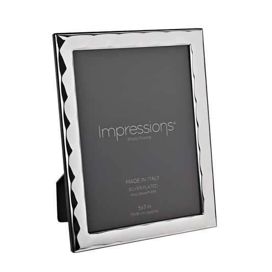 Impressions 999 Silver Bevelled Photo Frame 5  x 7   Wood Back Made In Italy
