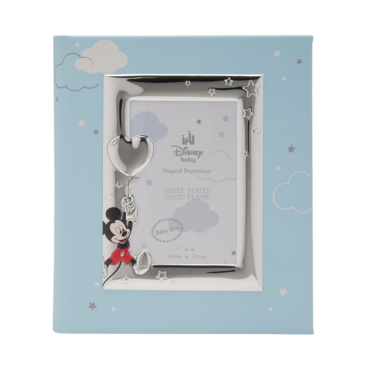 Disney Mickey Mouse With Balloon Silver 999 Plated Album With Frame 8  x 10