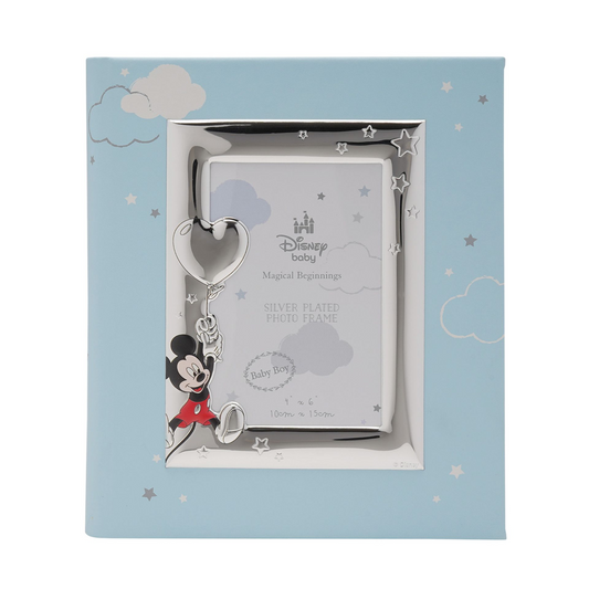 Disney Mickey Mouse With Balloon Silver 999 Plated Album With Frame 8  x 10