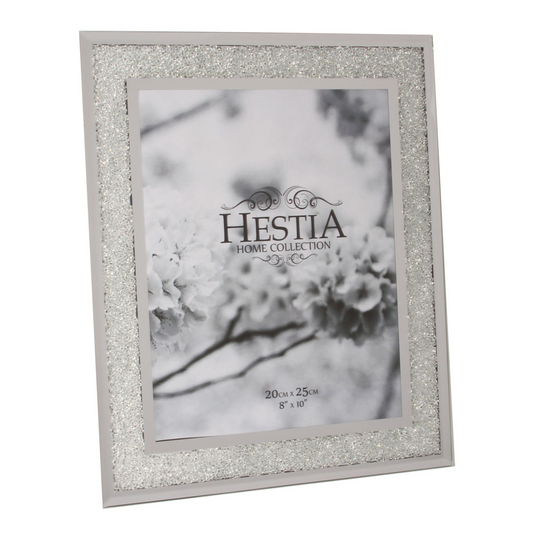 Hestia Photo Frame Crystal Edge with Silver Border 8  x 10