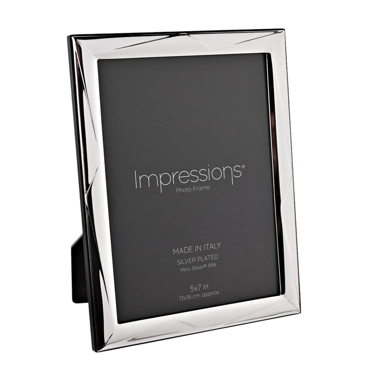 Impressions 999 Silver Geometric Photo Frame 5  x 7   Wood Back Made In Italy