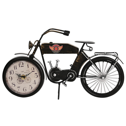 Hometime Metal Mantel Clock - Black Motorcycle