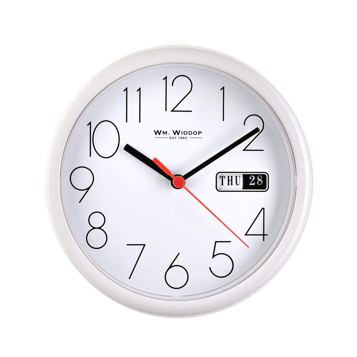 Hometime Day/Date Wall Clk-White Case/White Dial 8.5 Rnd +B