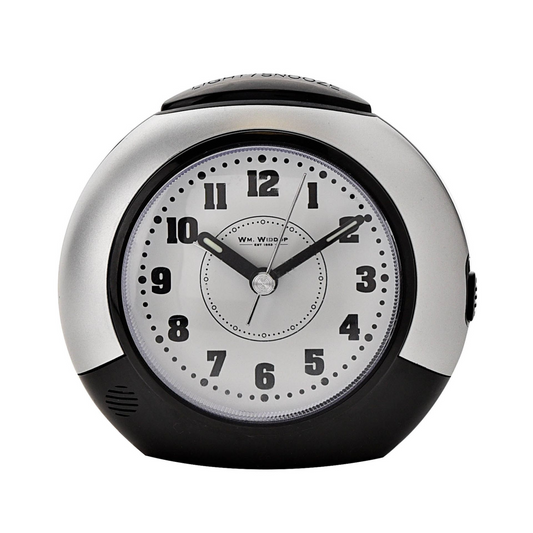 Hometime Large Round Sweep/Light/Snz Alarm Clk Silver/Black