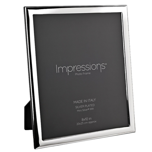 Impressions 999 Silver Narrow Smooth Photo Frame 8  x 10   Wood Back Made In Italy