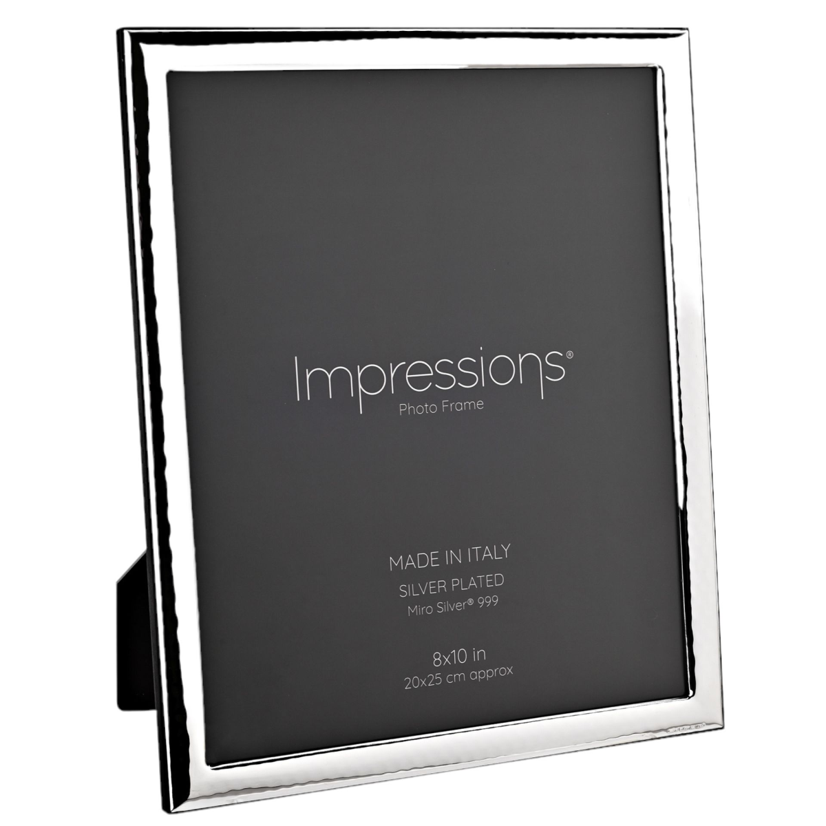 Impressions 999 Silver Narrow Hammered Photo Frame 8  x 10   Wood Back Made In Italy