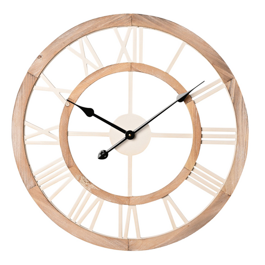 Hometime Shabby Chic Round Wall Clock Cut Out Dial 60cm