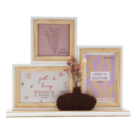 Hestia 3 Frame Collage with Vase & Dried Flowers - Natural