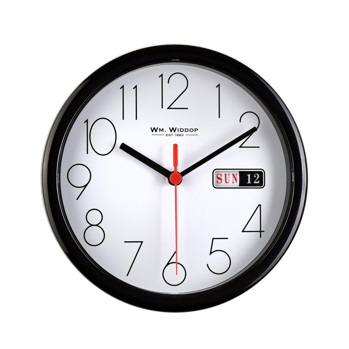 Hometime Day/Date Wall Clk-Black Case White Dial 8.5 Rnd