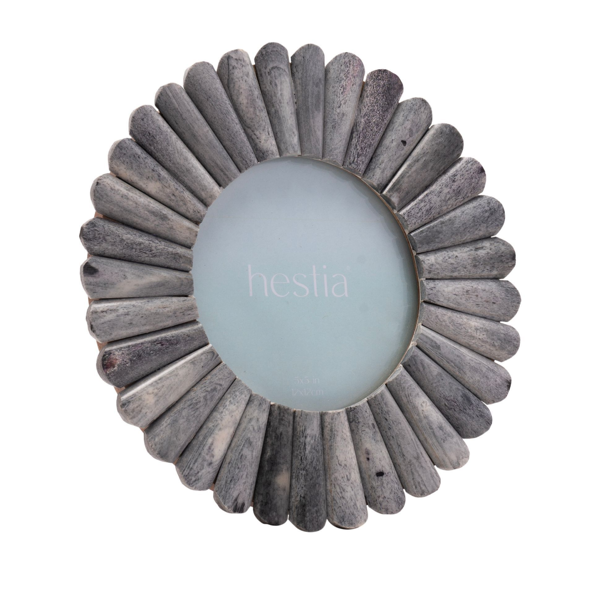 Hestia Round Grey Petal Bone Photo Frame 5  Diameter