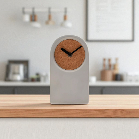 Interval Porcelain & Cork Desk Clock - Grey