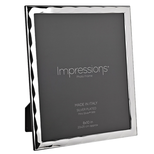 Impressions 999 Silver Bevelled Photo Frame 8  x 10   Wood Back Made In Italy