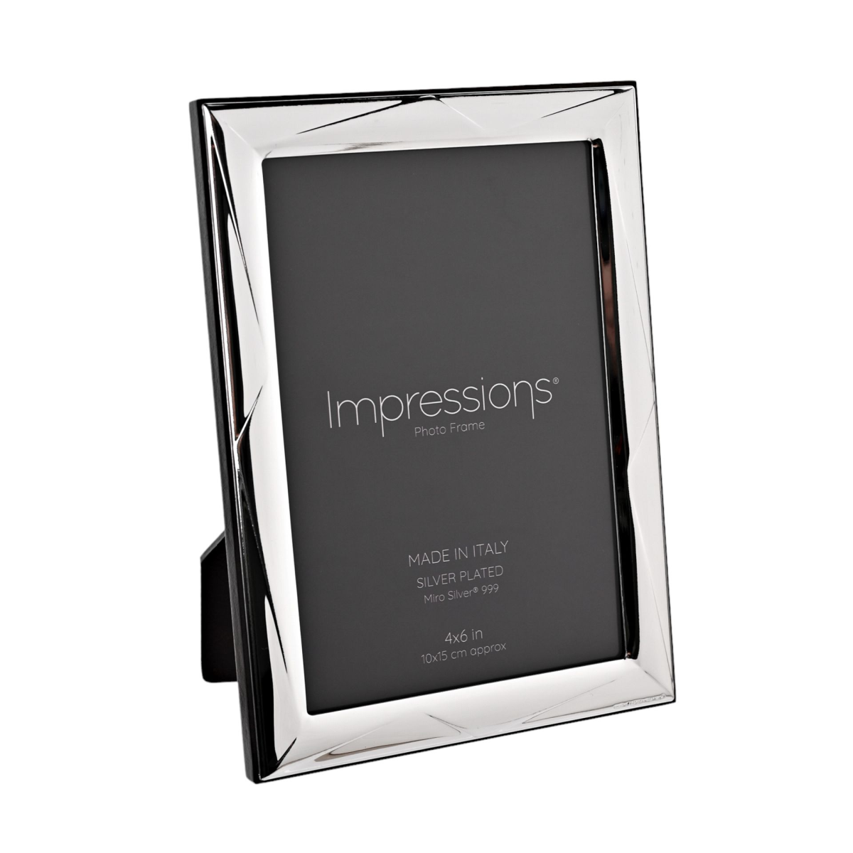 Impressions 999 Silver Geometric Photo Frame 4  x 6   Wood Back Made In Italy