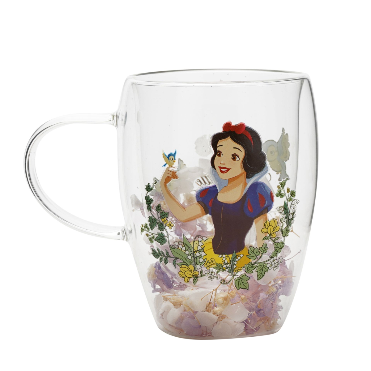 Disney Pastel Princess Floral Decorative Glass Mug - Snow White